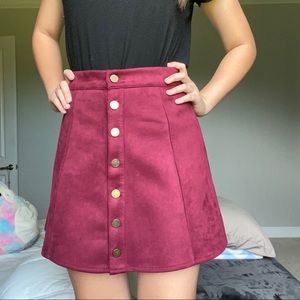 Faux Suede High Waist Skirt